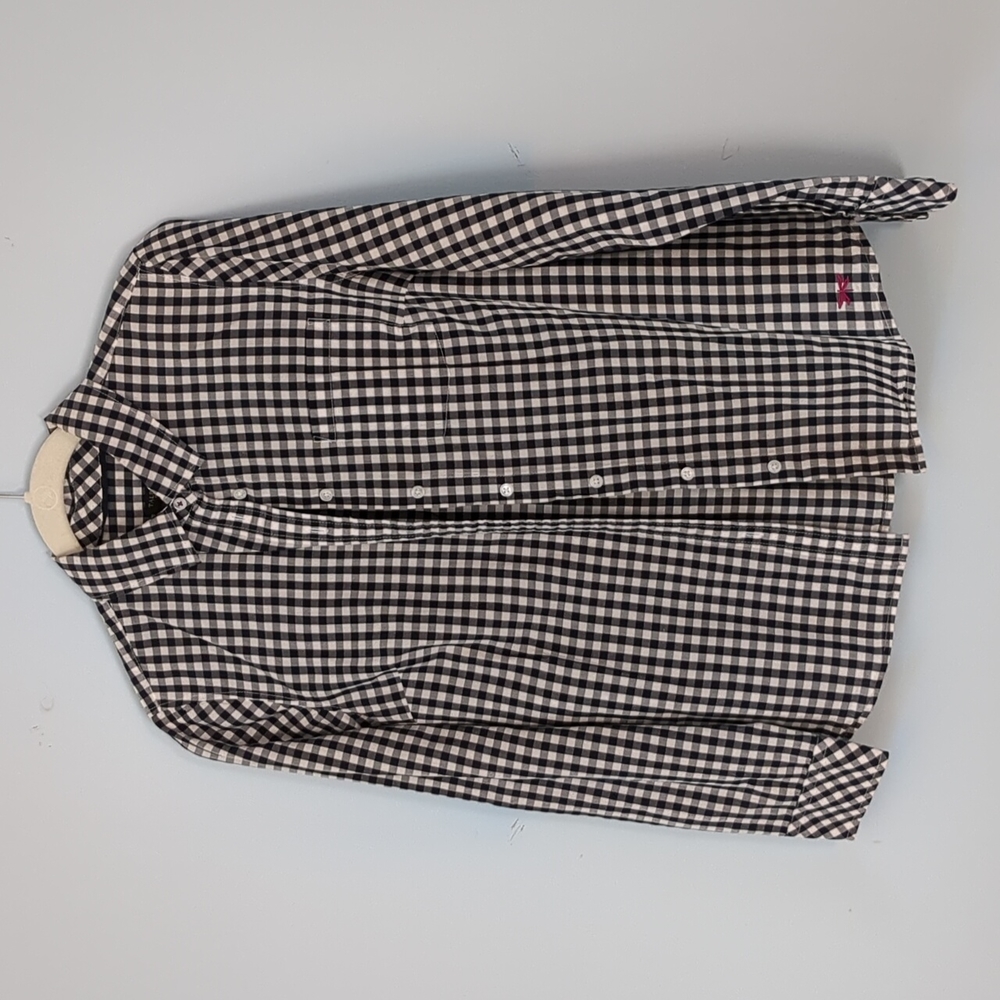 Talbots Petite black and white gingham checked button down